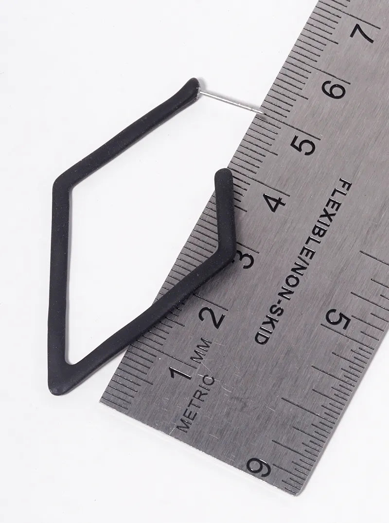 Color Coated Metal Rhombus Shape 50mm Open Hoop Earrings