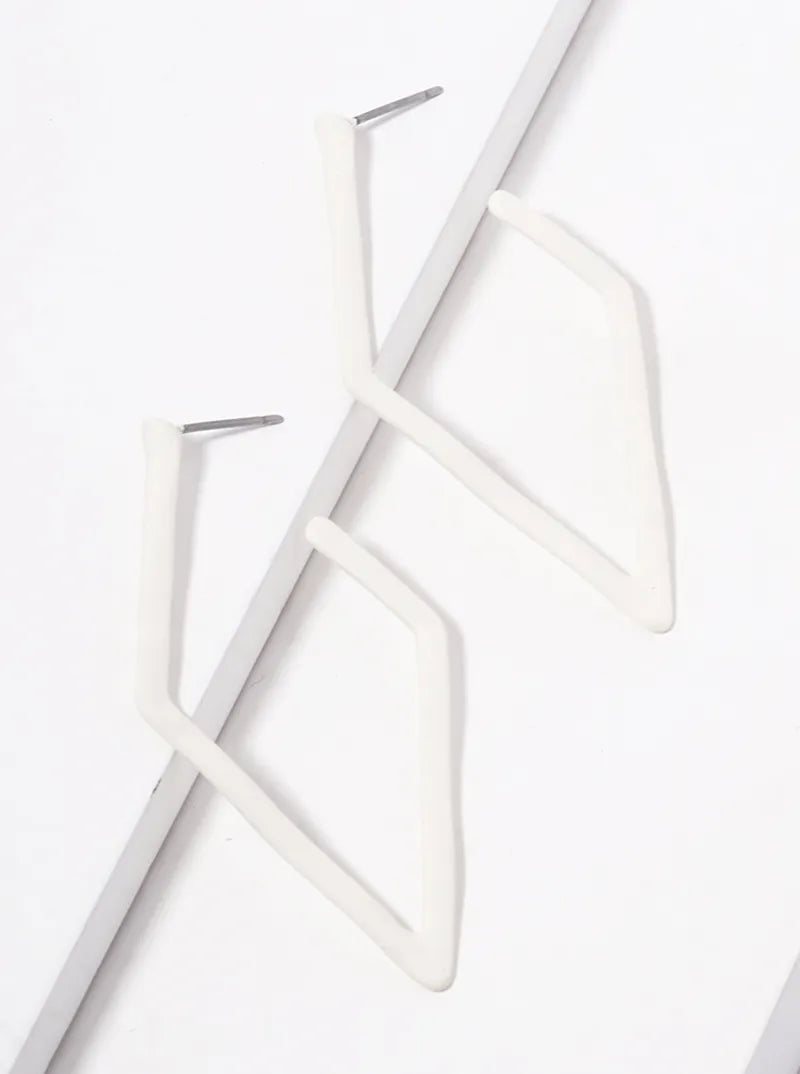 Color Coated Metal Rhombus Shape 50mm Open Hoop Earrings