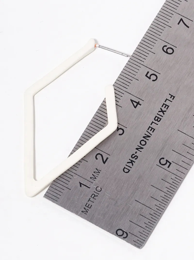 Color Coated Metal Rhombus Shape 50mm Open Hoop Earrings