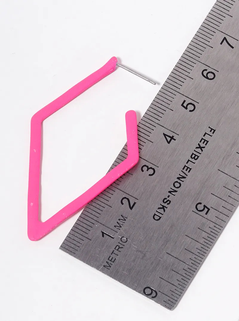 Color Coated Metal Rhombus Shape 50mm Open Hoop Earrings
