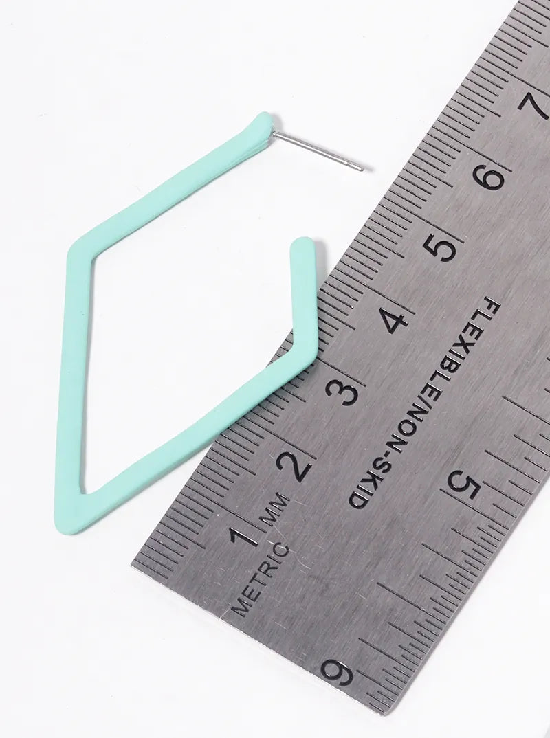 Color Coated Metal Rhombus Shape 50mm Open Hoop Earrings
