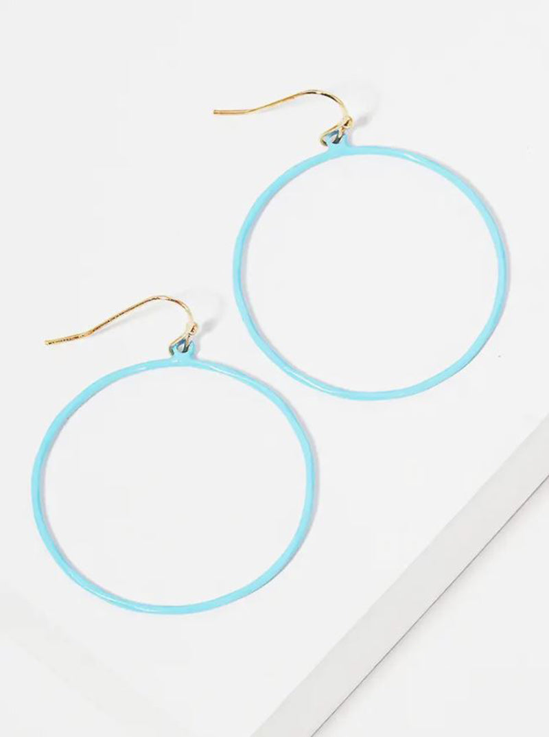 Color Coated Metal Round Shaped Lightweight Dangle Drop Earrings