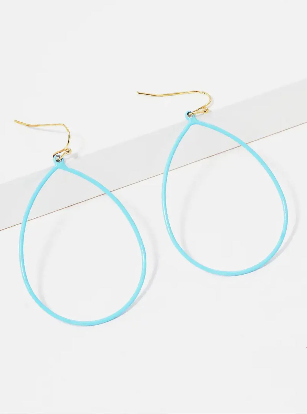 Color Coated Teardrop Drop Fishhook Dangle Drop Earrings