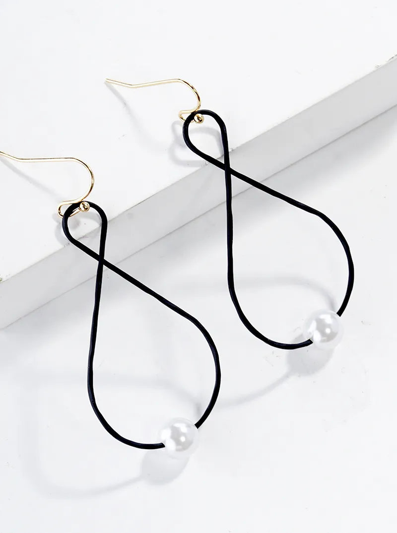 Color Coated Teardrop With Pearl Lightweight Dangle Drop Earrings