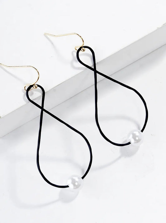 Color Coated Teardrop With Pearl Lightweight Dangle Drop Earrings