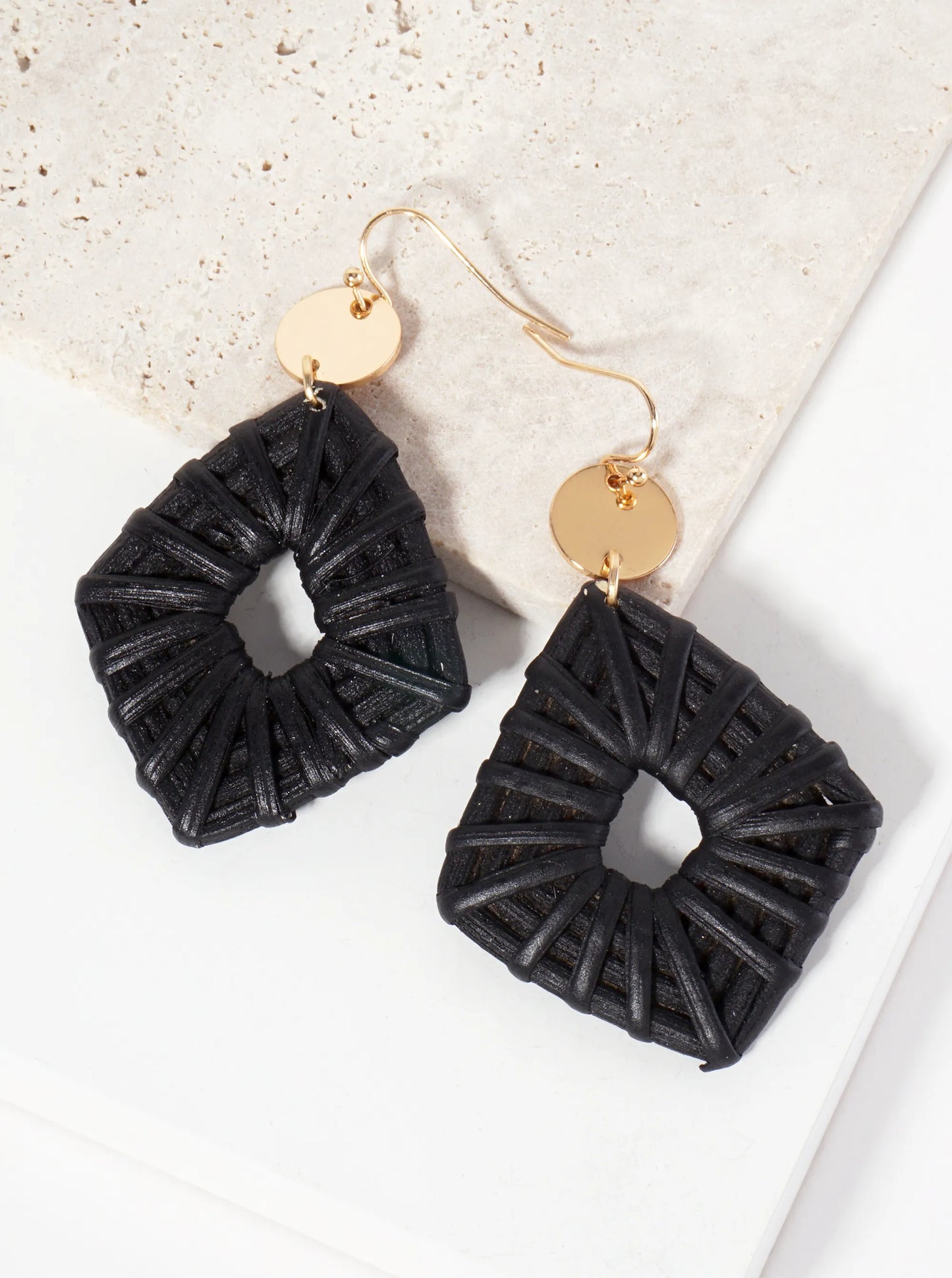Colorful Diamond-Shaped Rattan Drop Statement Earrings