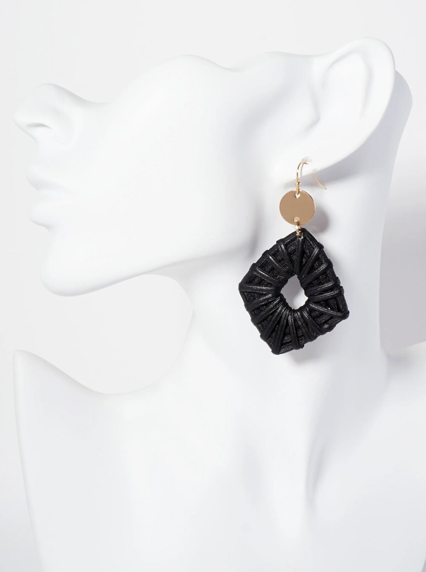 Colorful Diamond-Shaped Rattan Drop Statement Earrings