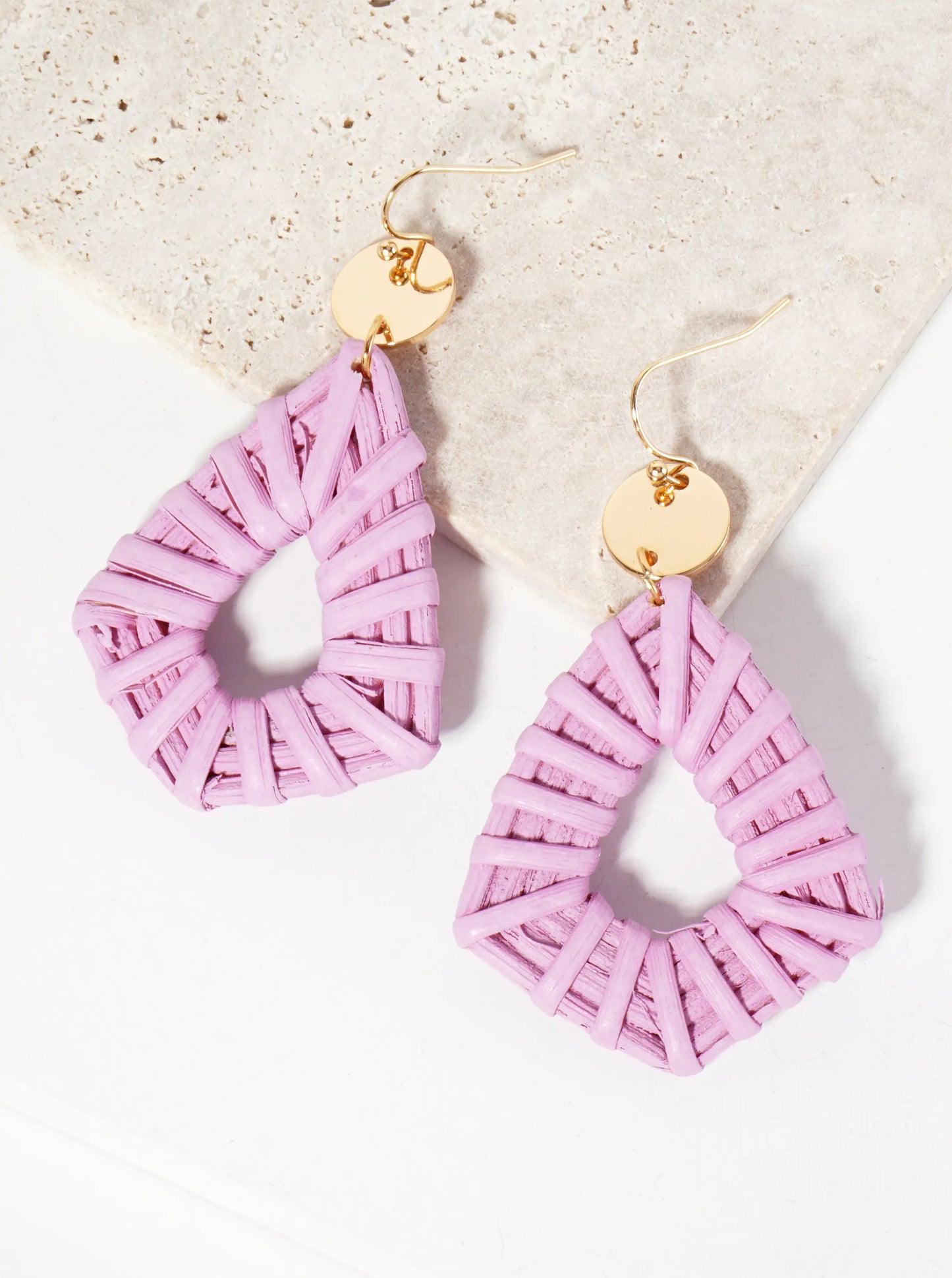 Colorful Diamond-Shaped Rattan Drop Statement Earrings