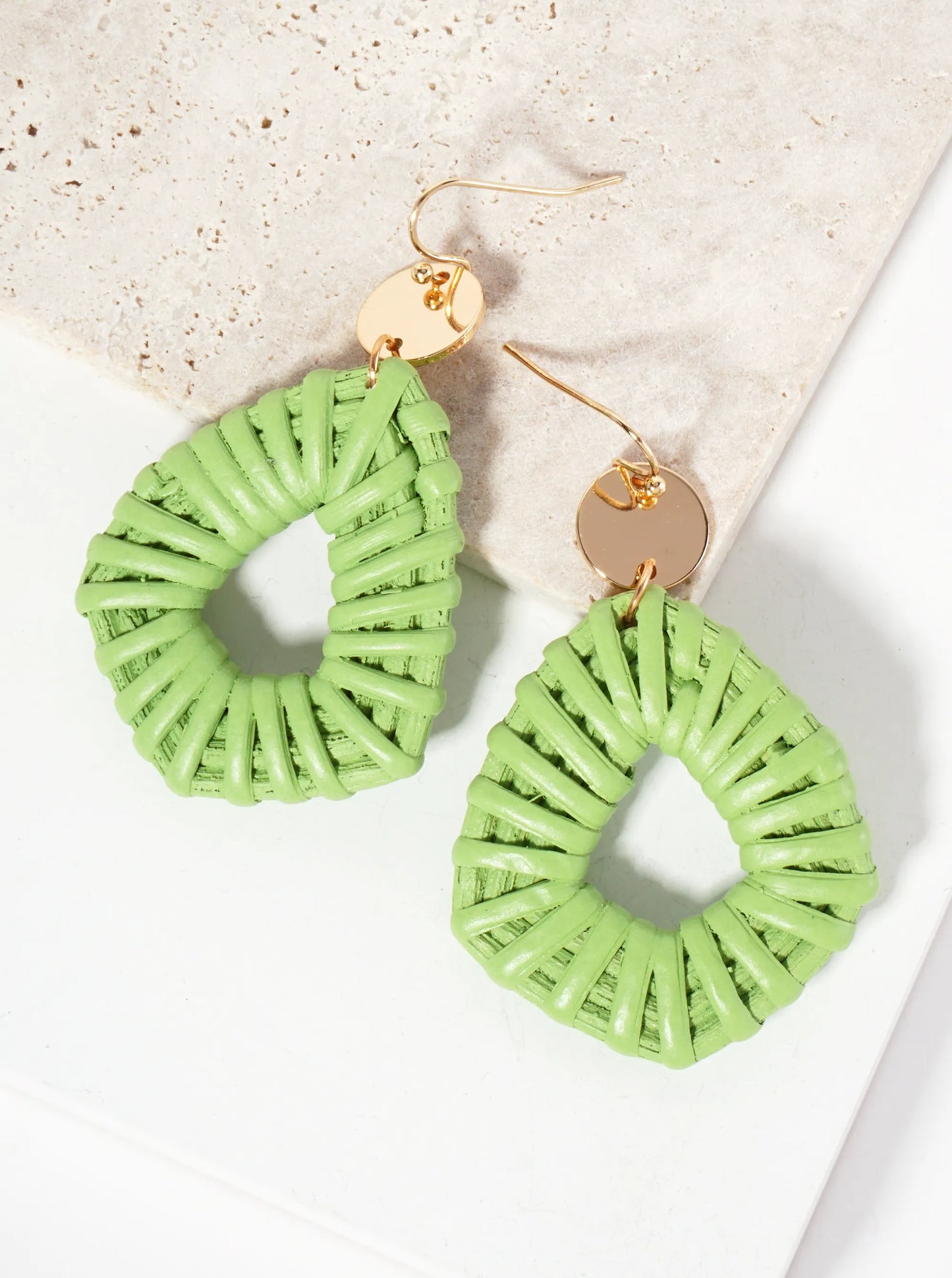 Colorful Diamond-Shaped Rattan Drop Statement Earrings