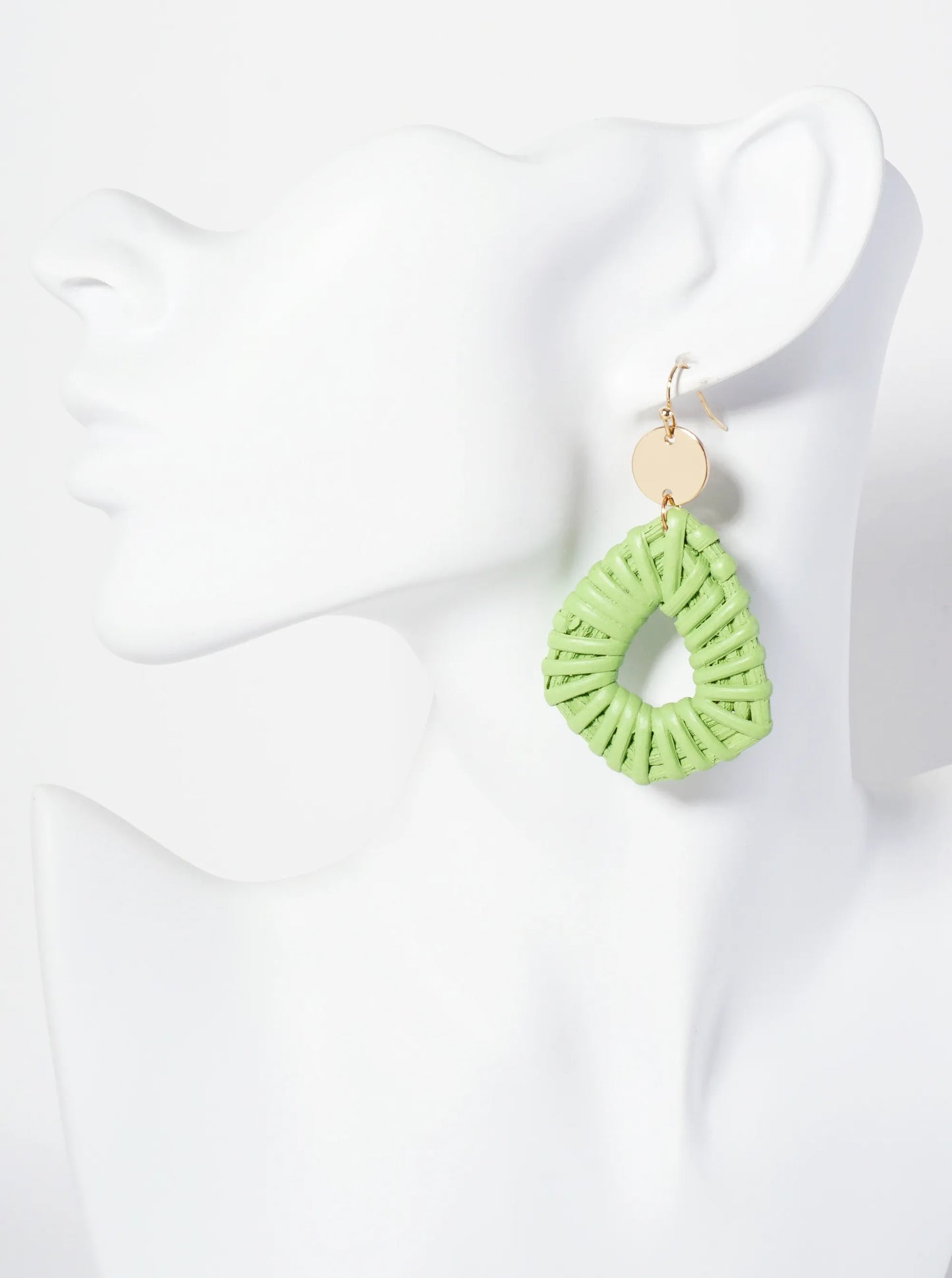 Colorful Diamond-Shaped Rattan Drop Statement Earrings