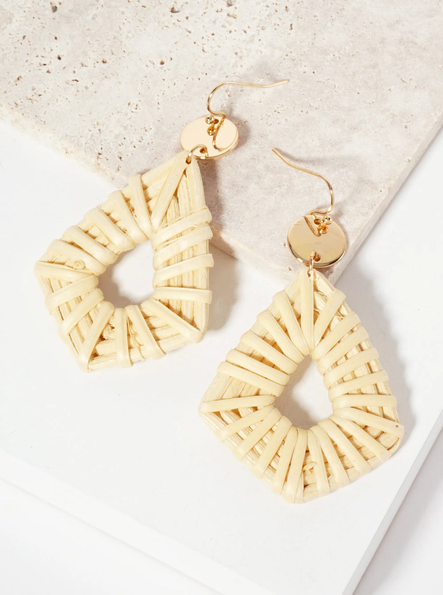Colorful Diamond-Shaped Rattan Drop Statement Earrings