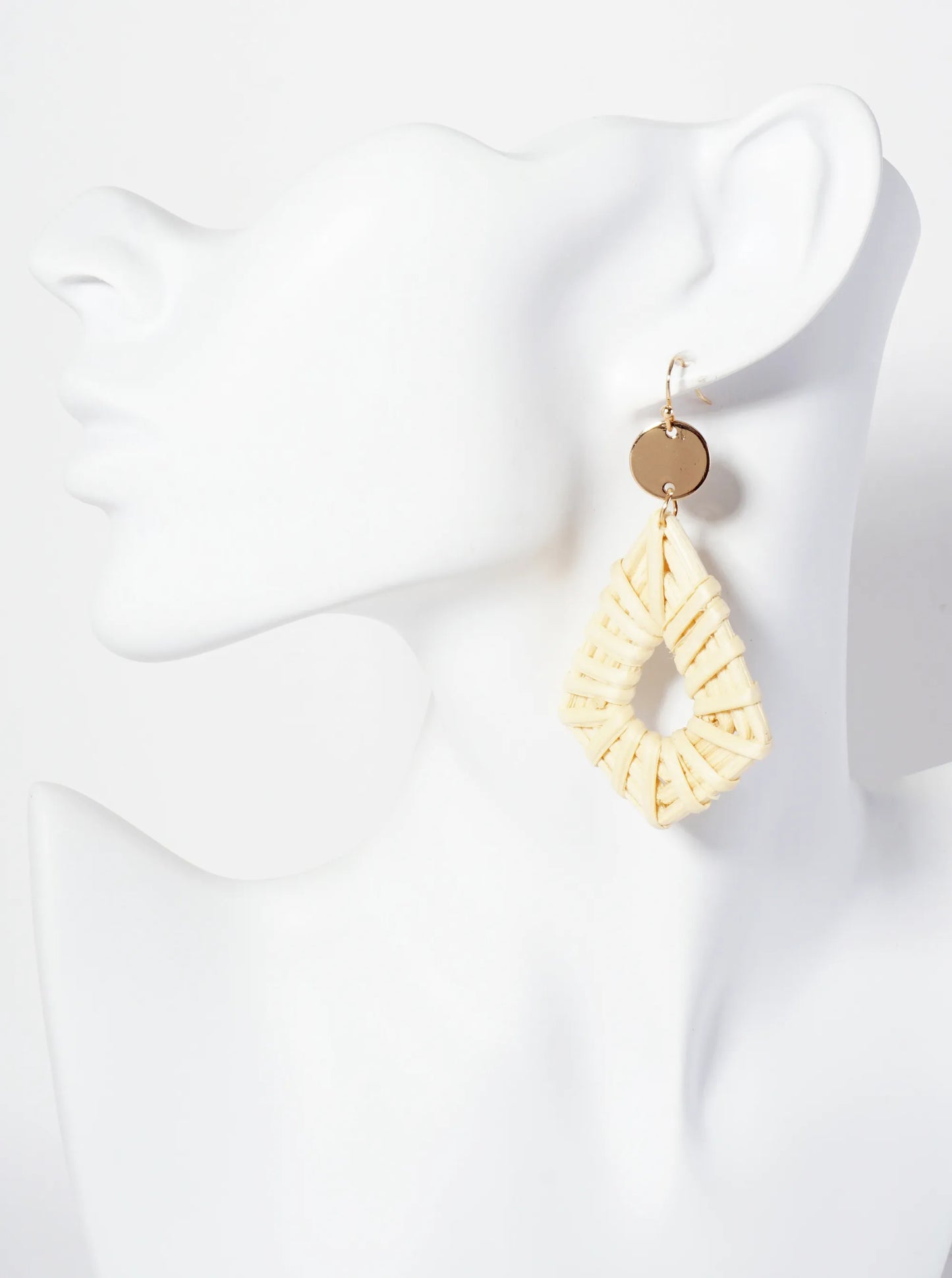 Colorful Diamond-Shaped Rattan Drop Statement Earrings