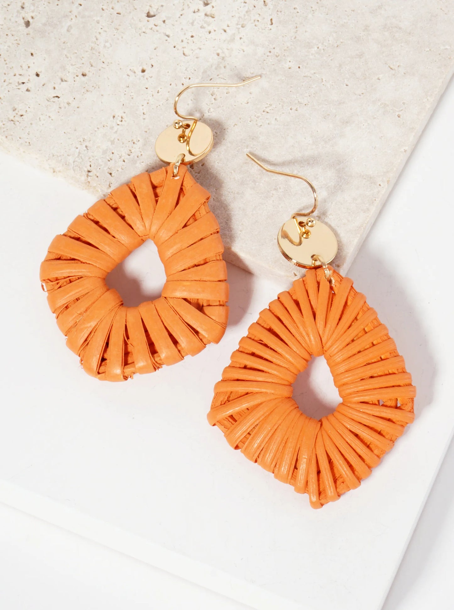 Colorful Diamond-Shaped Rattan Drop Statement Earrings