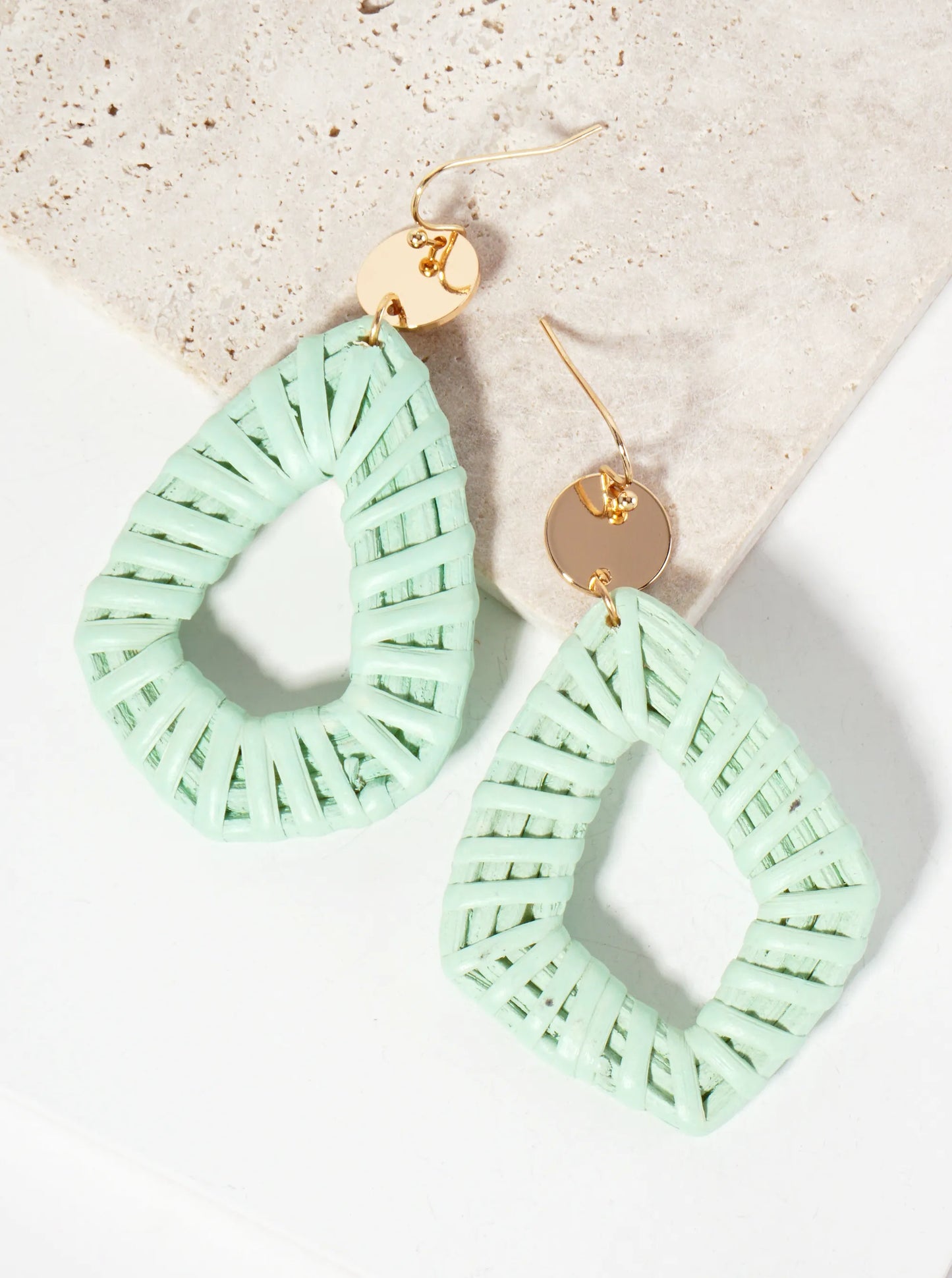Colorful Diamond-Shaped Rattan Drop Statement Earrings