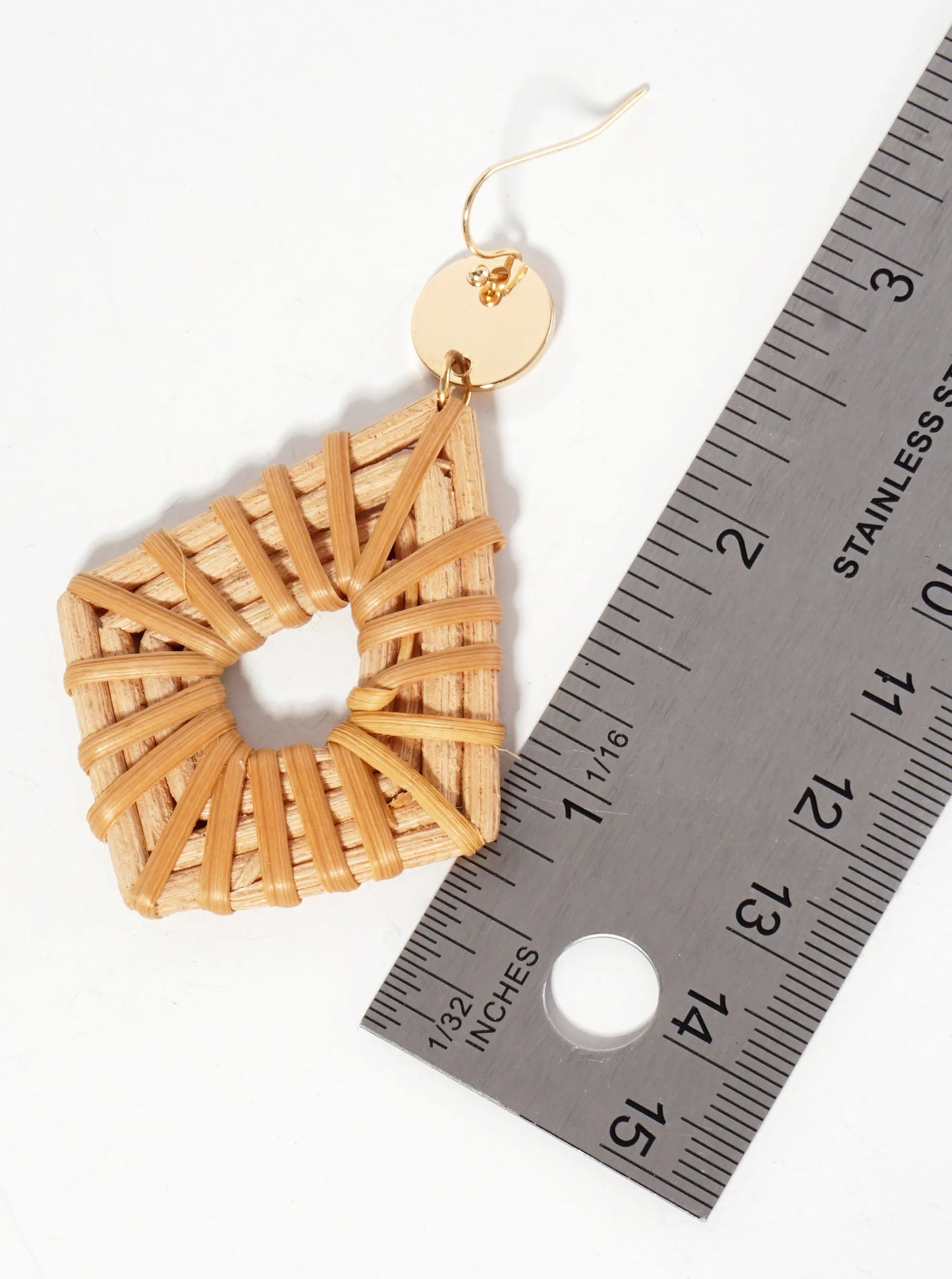 Colorful Diamond-Shaped Rattan Drop Statement Earrings