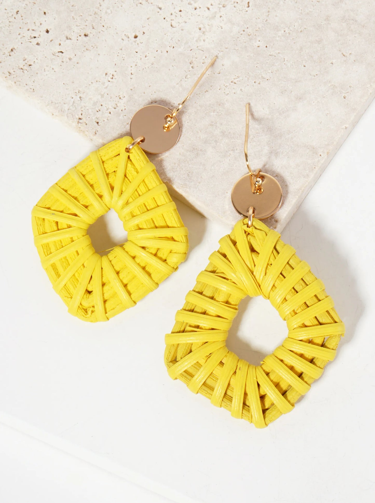 Colorful Diamond-Shaped Rattan Drop Statement Earrings