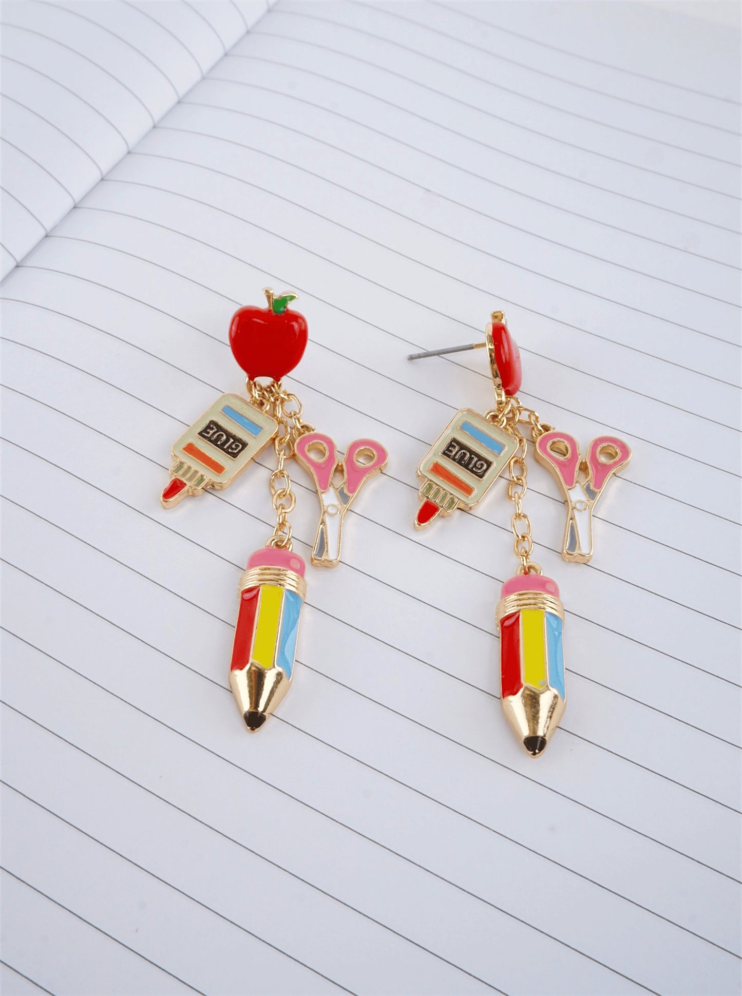 Colorful School Motif Drop Earrings