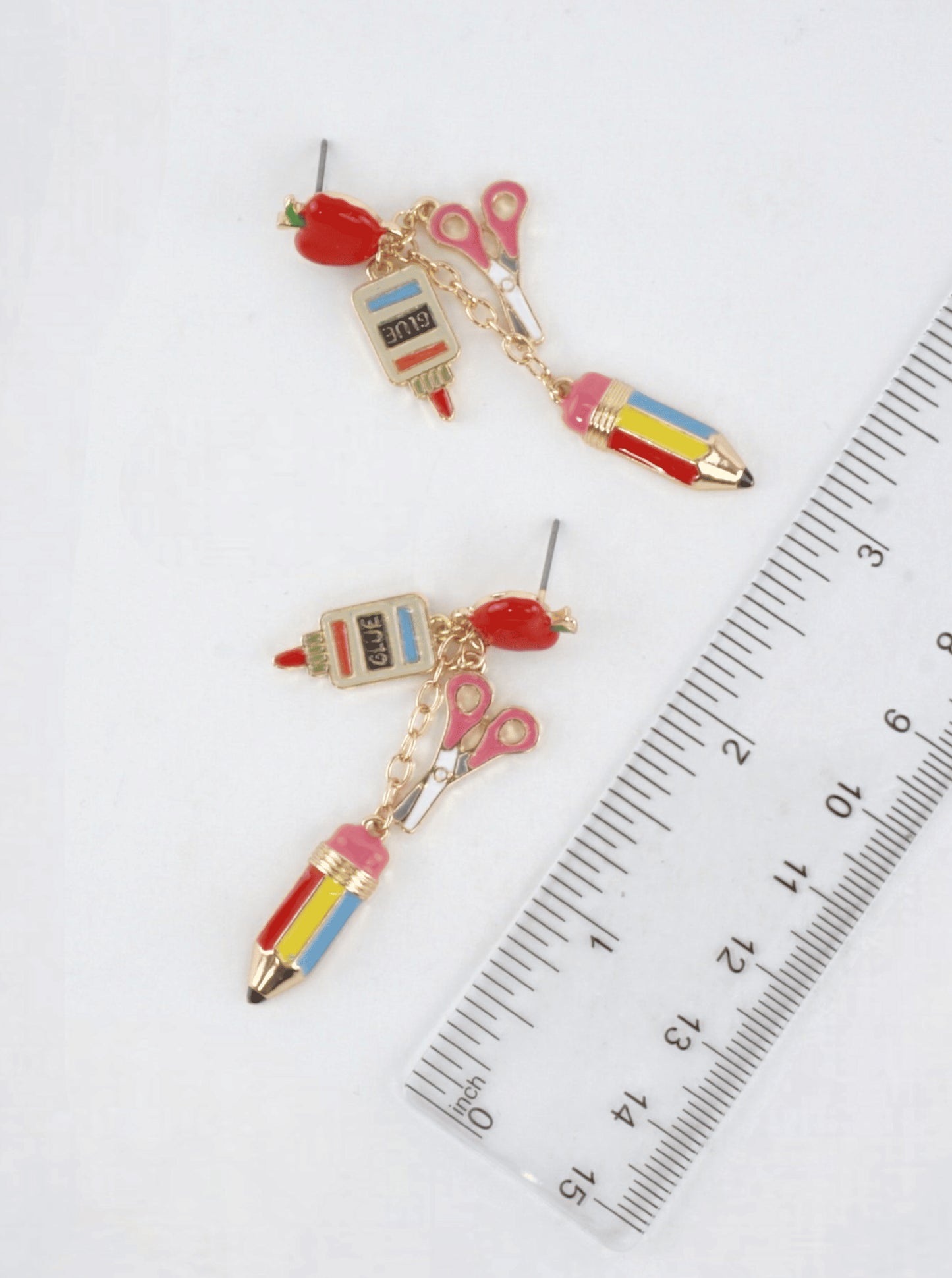 Colorful School Motif Drop Earrings