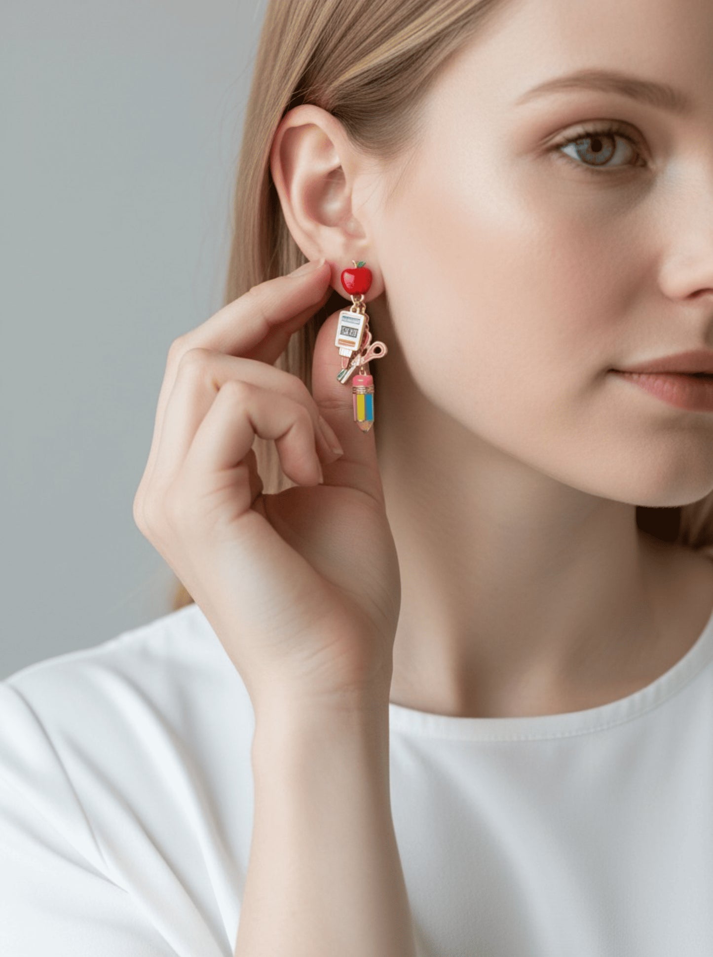 Colorful School Motif Drop Earrings