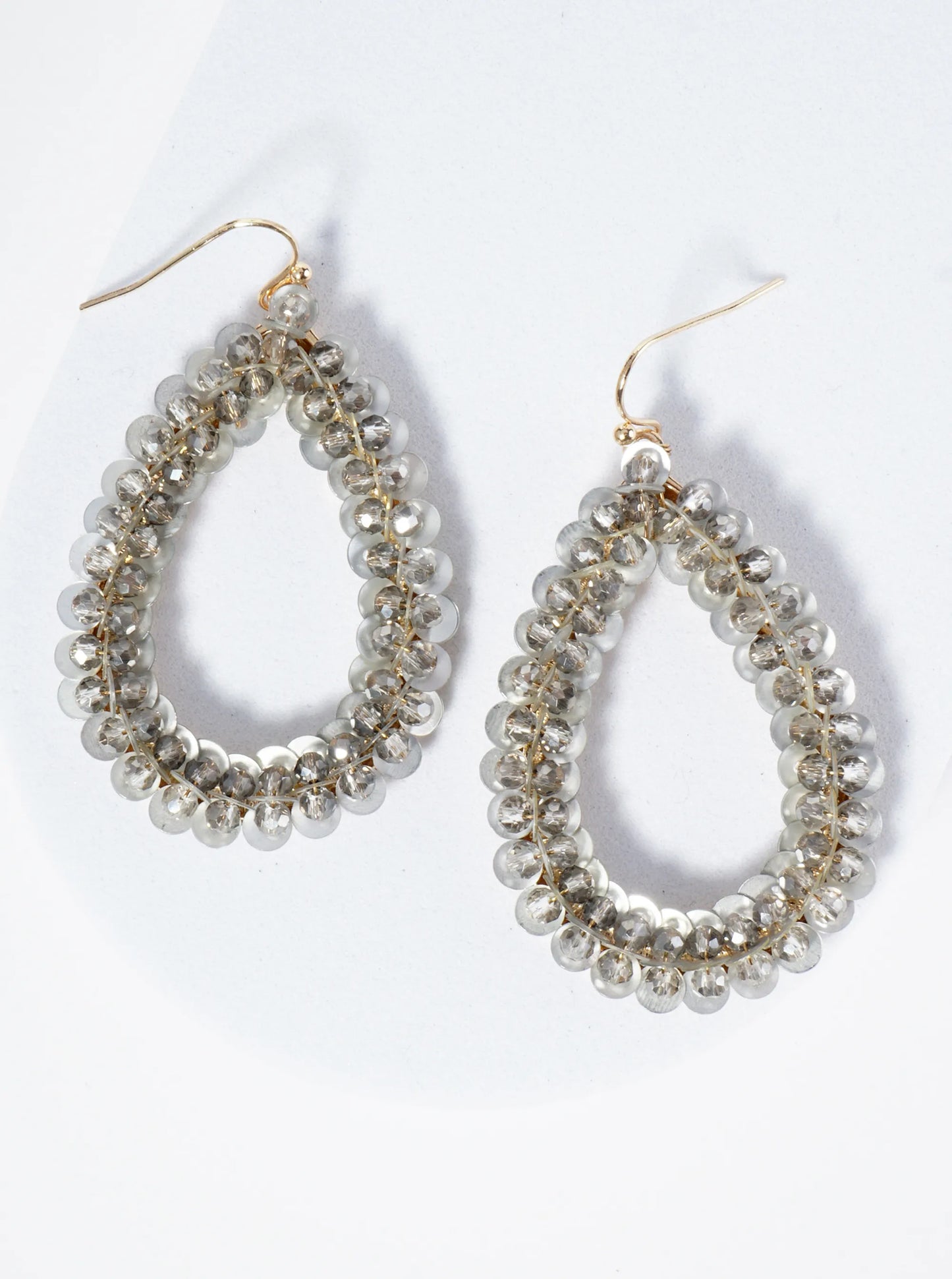 Combination Of Glass Beads And Sequins Teardrop Earrings