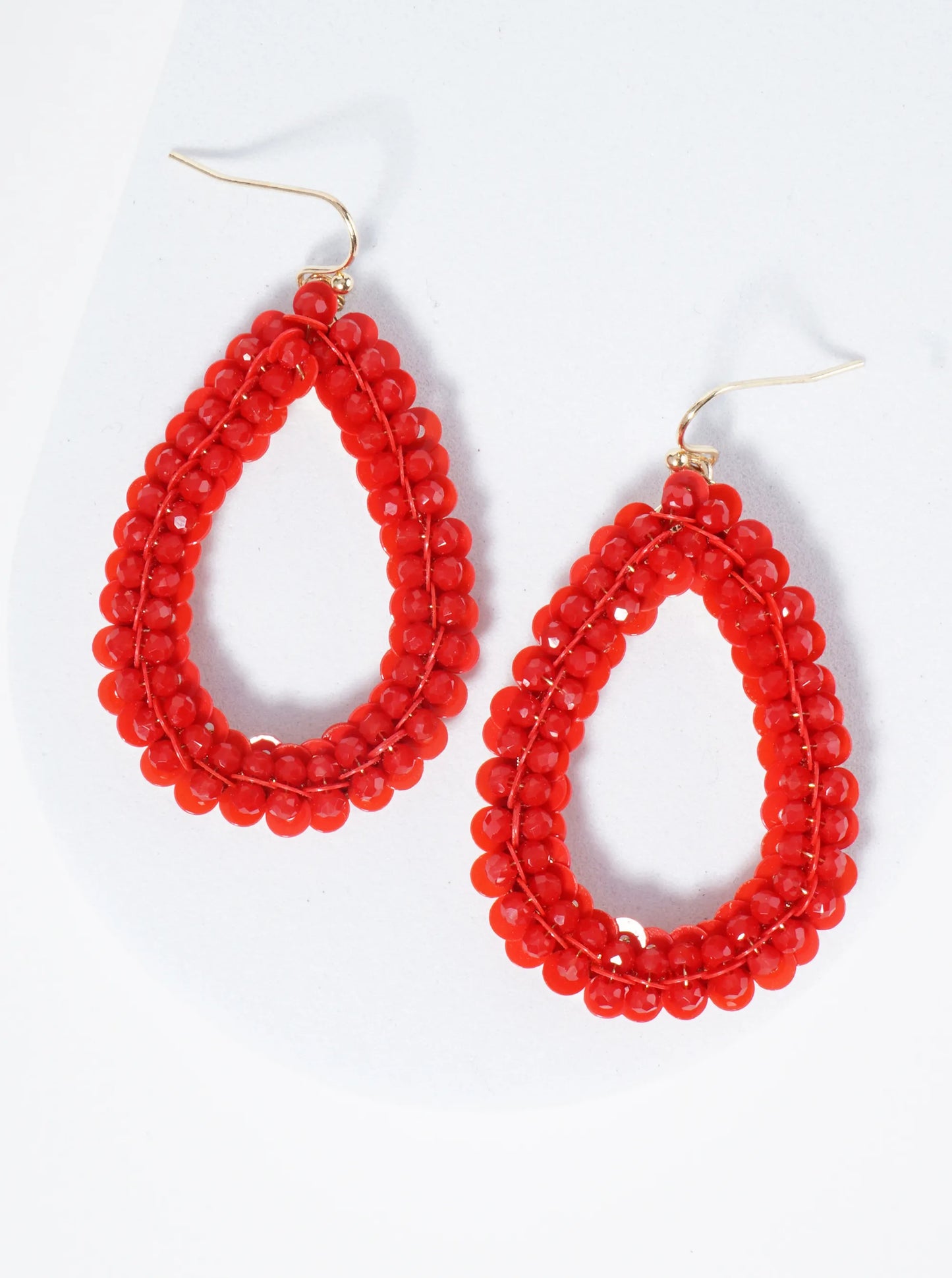 Combination Of Glass Beads And Sequins Teardrop Earrings