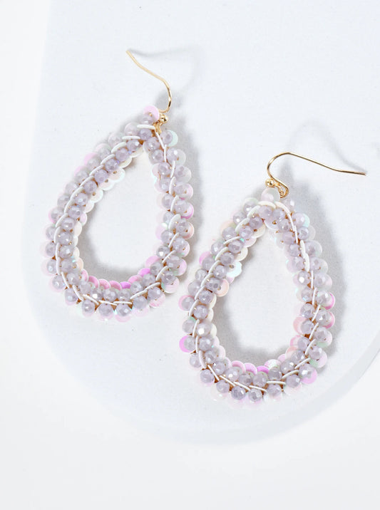 Combination Of Glass Beads And Sequins Teardrop Earrings