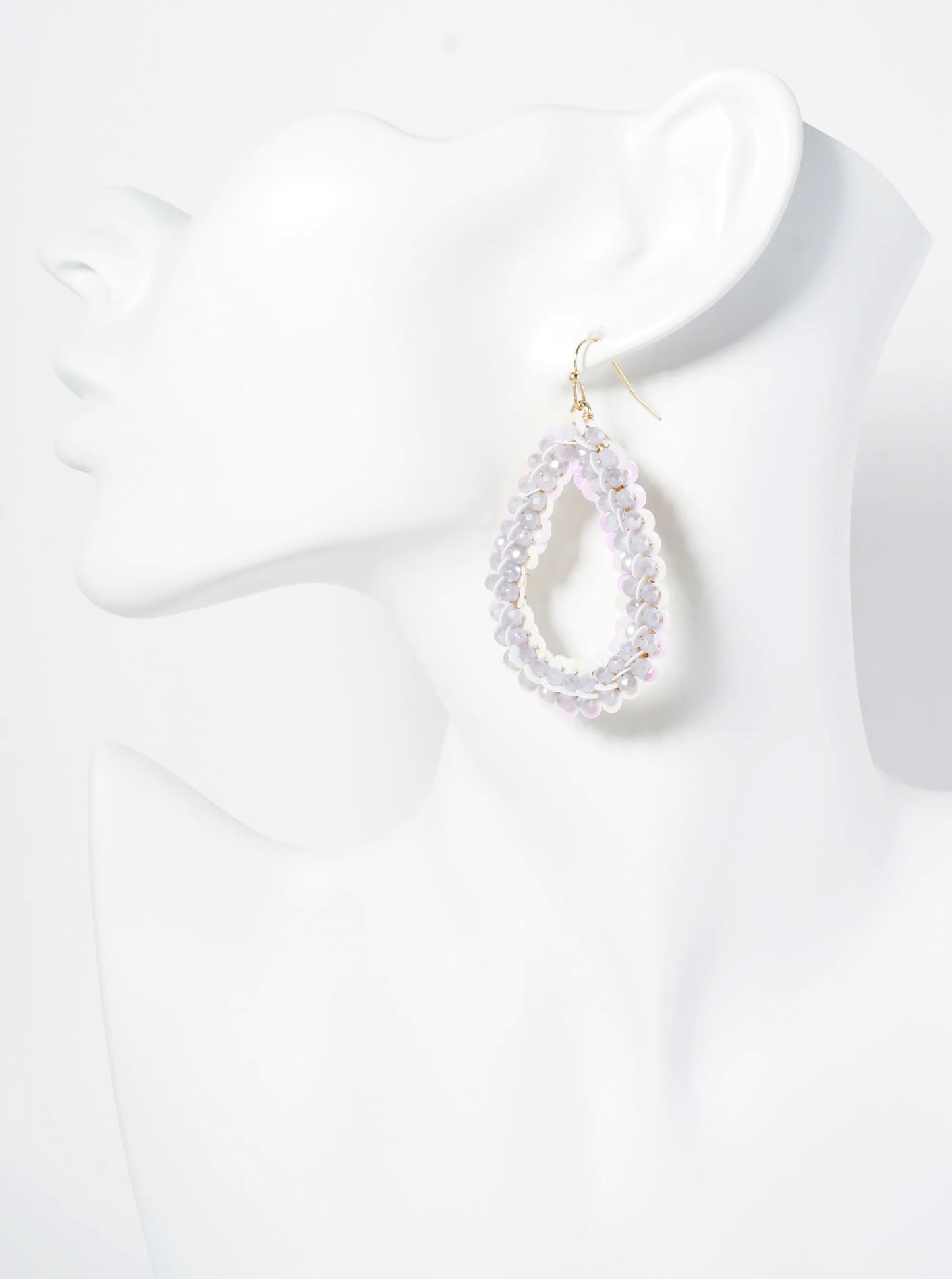 Combination Of Glass Beads And Sequins Teardrop Earrings