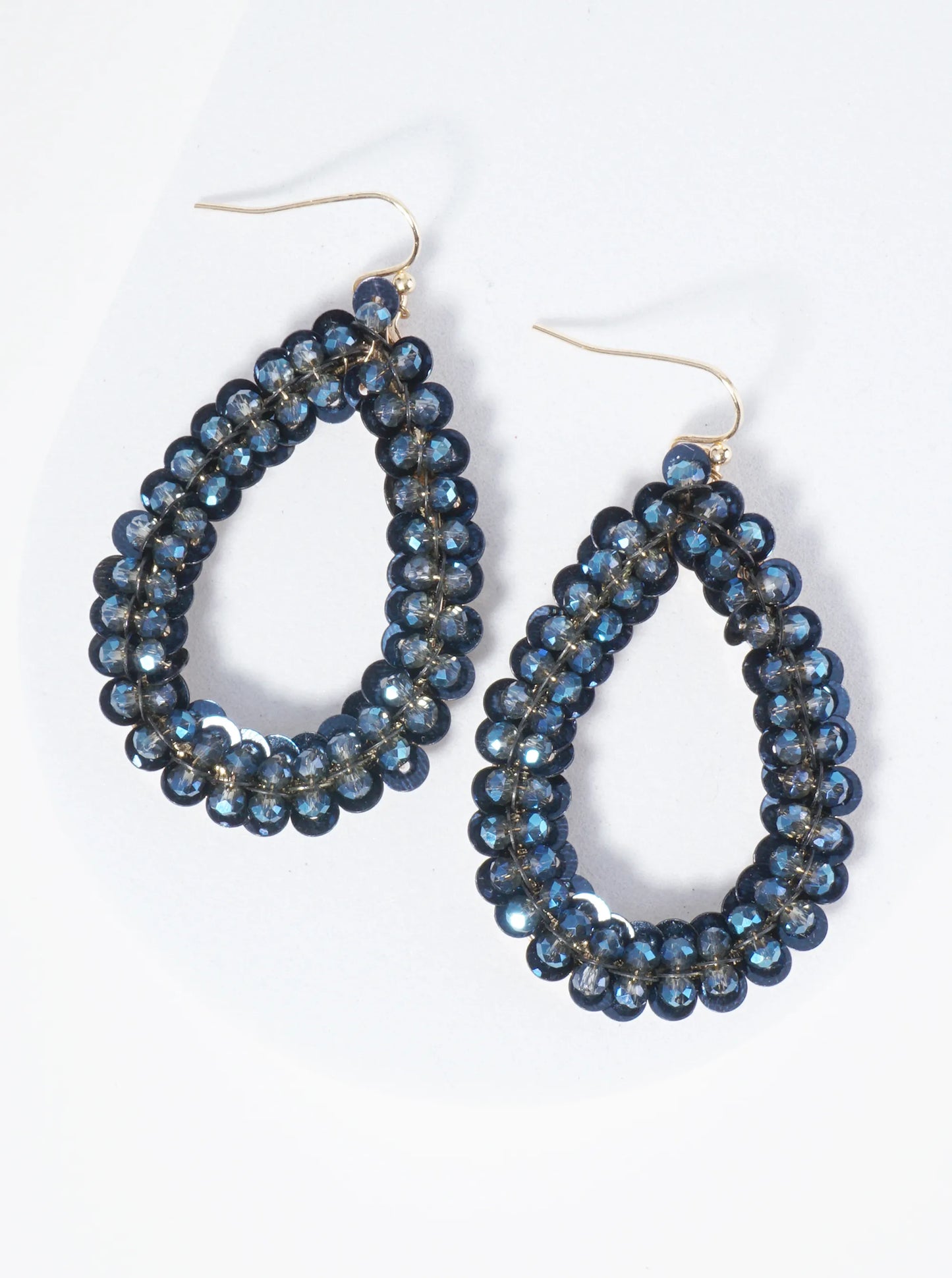 Combination Of Glass Beads And Sequins Teardrop Earrings