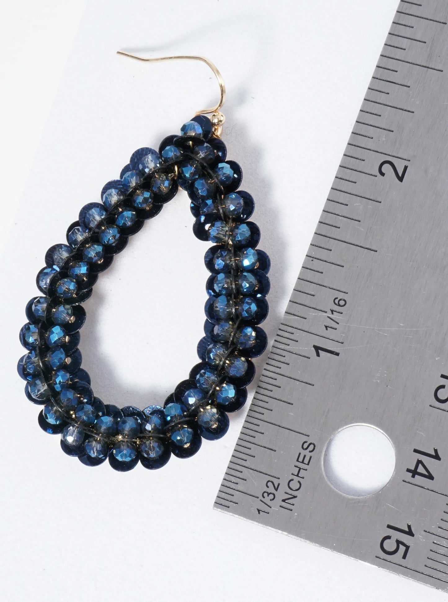 Combination Of Glass Beads And Sequins Teardrop Earrings