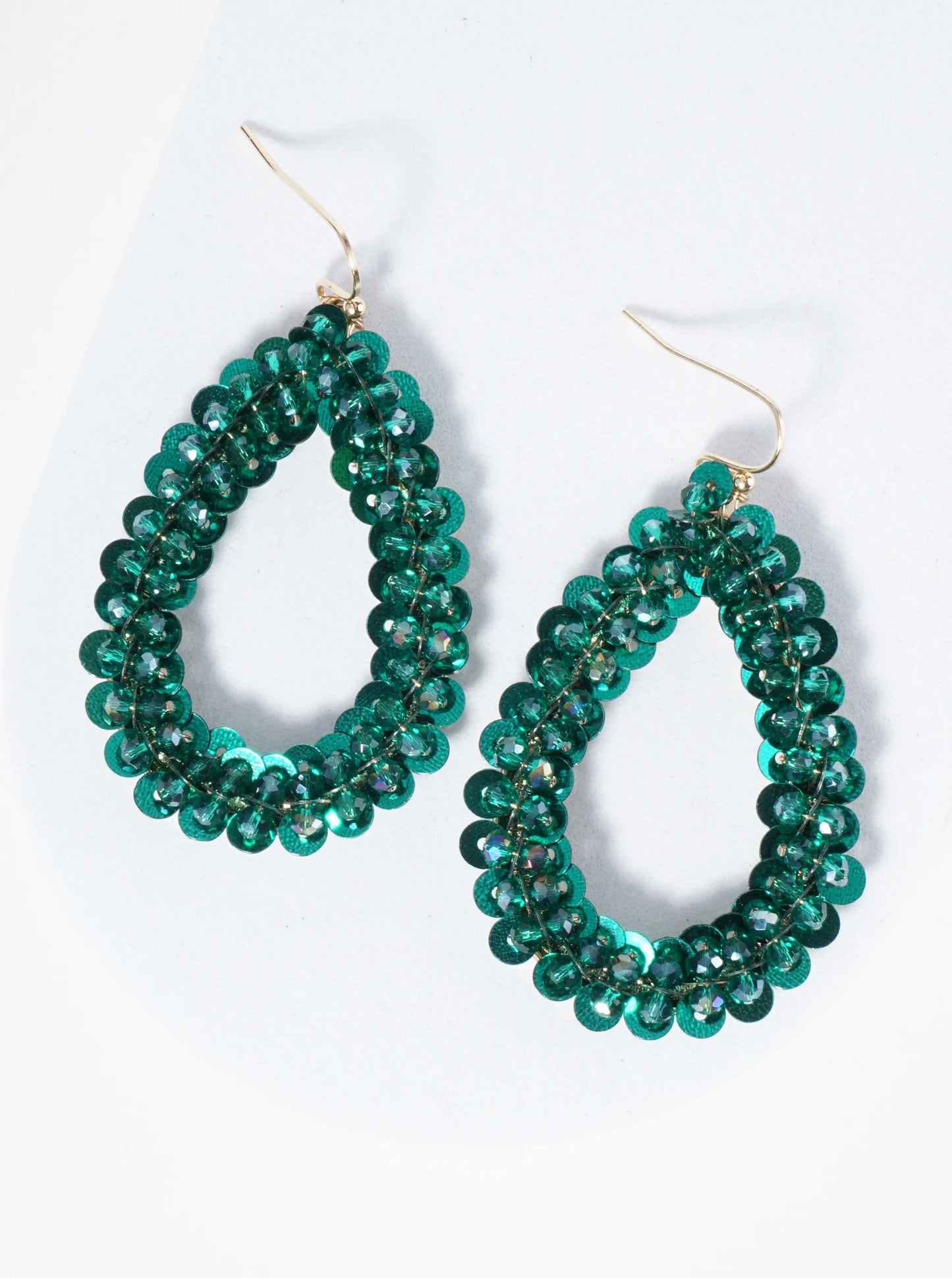 Combination Of Glass Beads And Sequins Teardrop Earrings