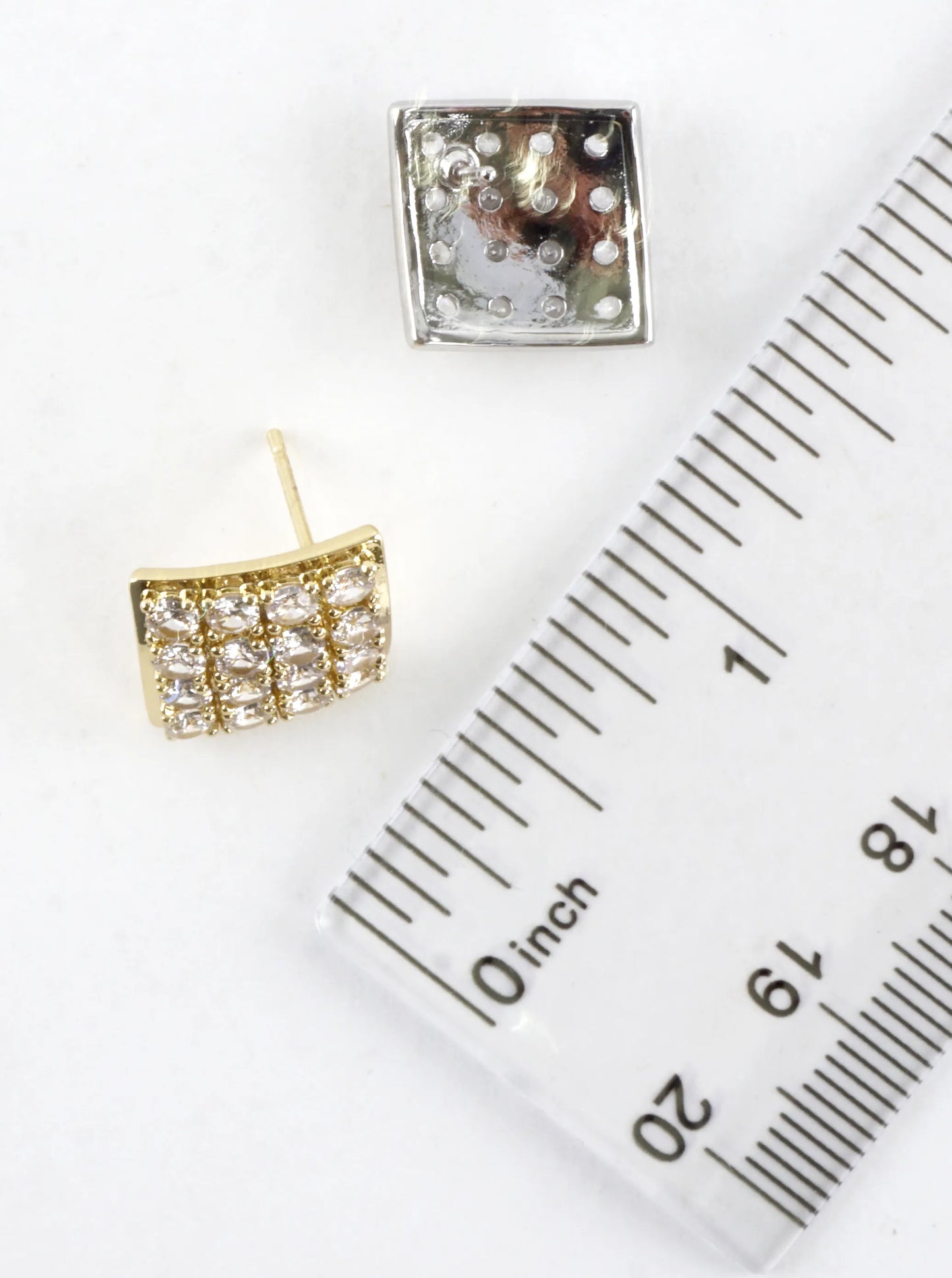 Concave Square CZ Pave Earrings