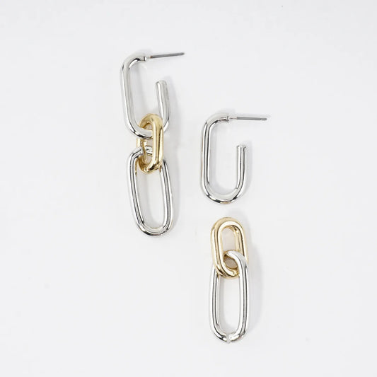 Convertible Mixed-Metal Chain Link Drop Earrings