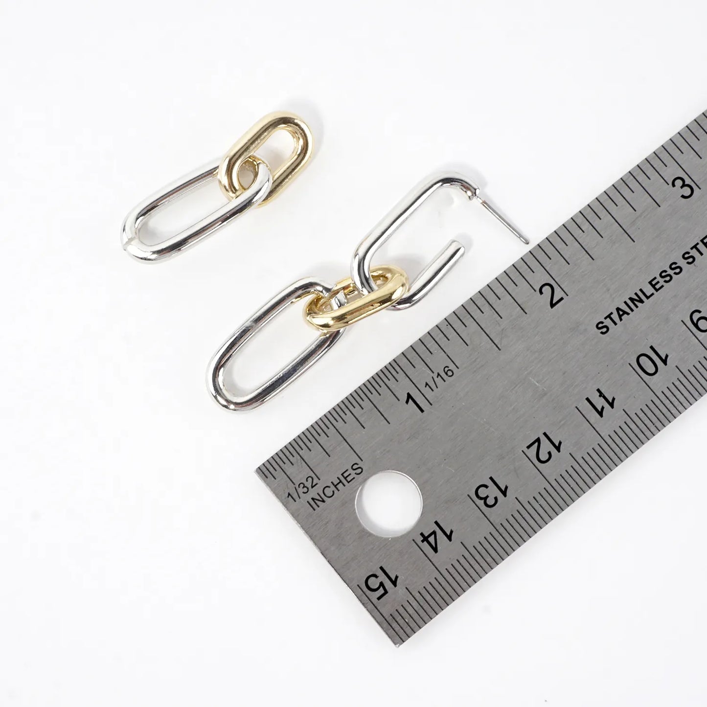 Convertible Mixed-Metal Chain Link Drop Earrings