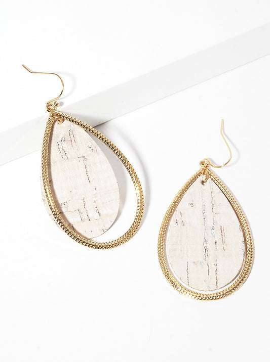 Cork Teardrop Dangle Drop Earrings