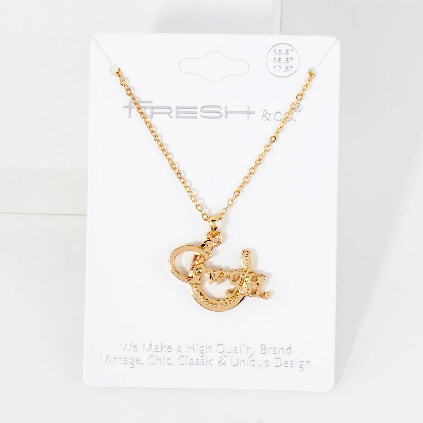 Cowgirl Script Horseshoe Pendant Necklace