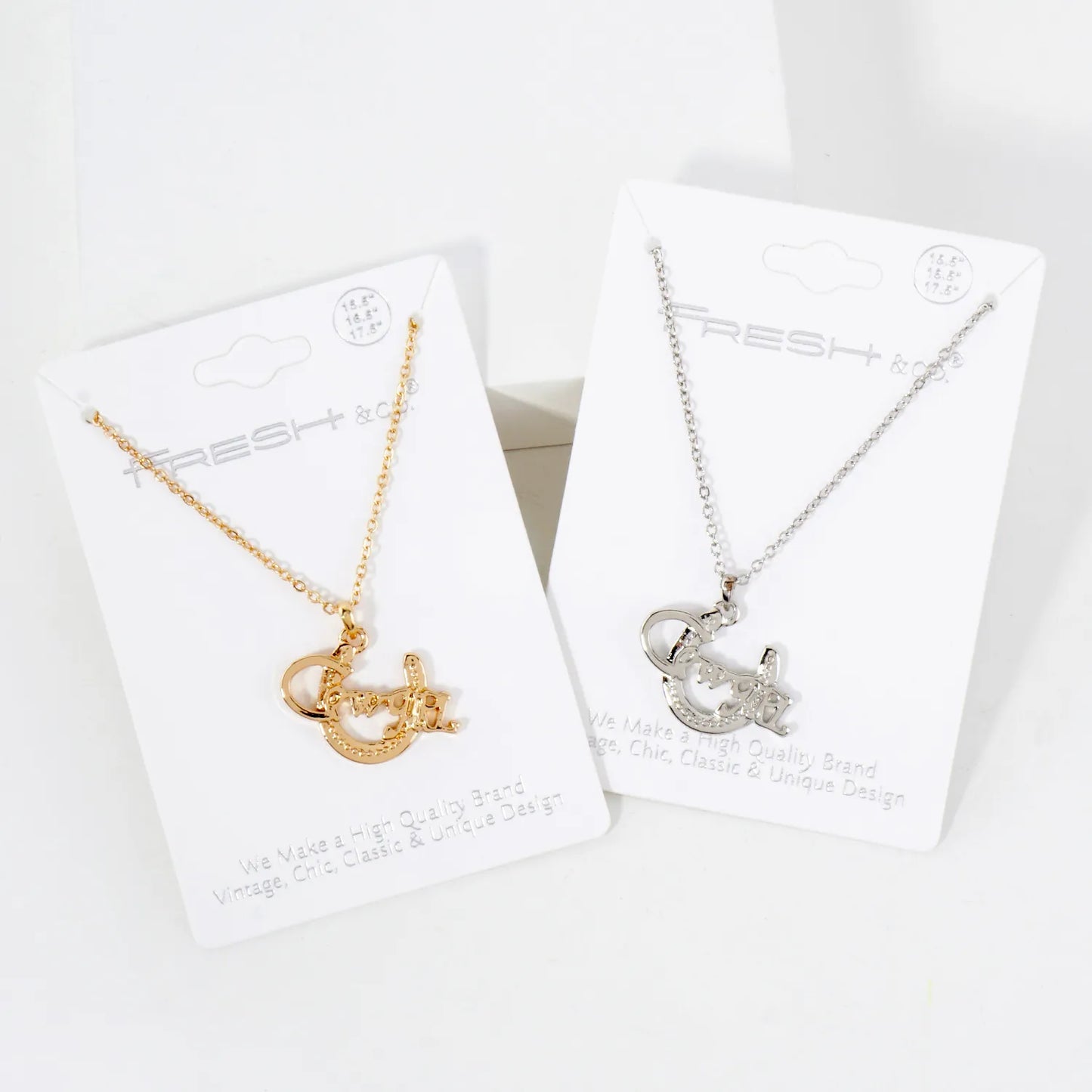Cowgirl Script Horseshoe Pendant Necklace