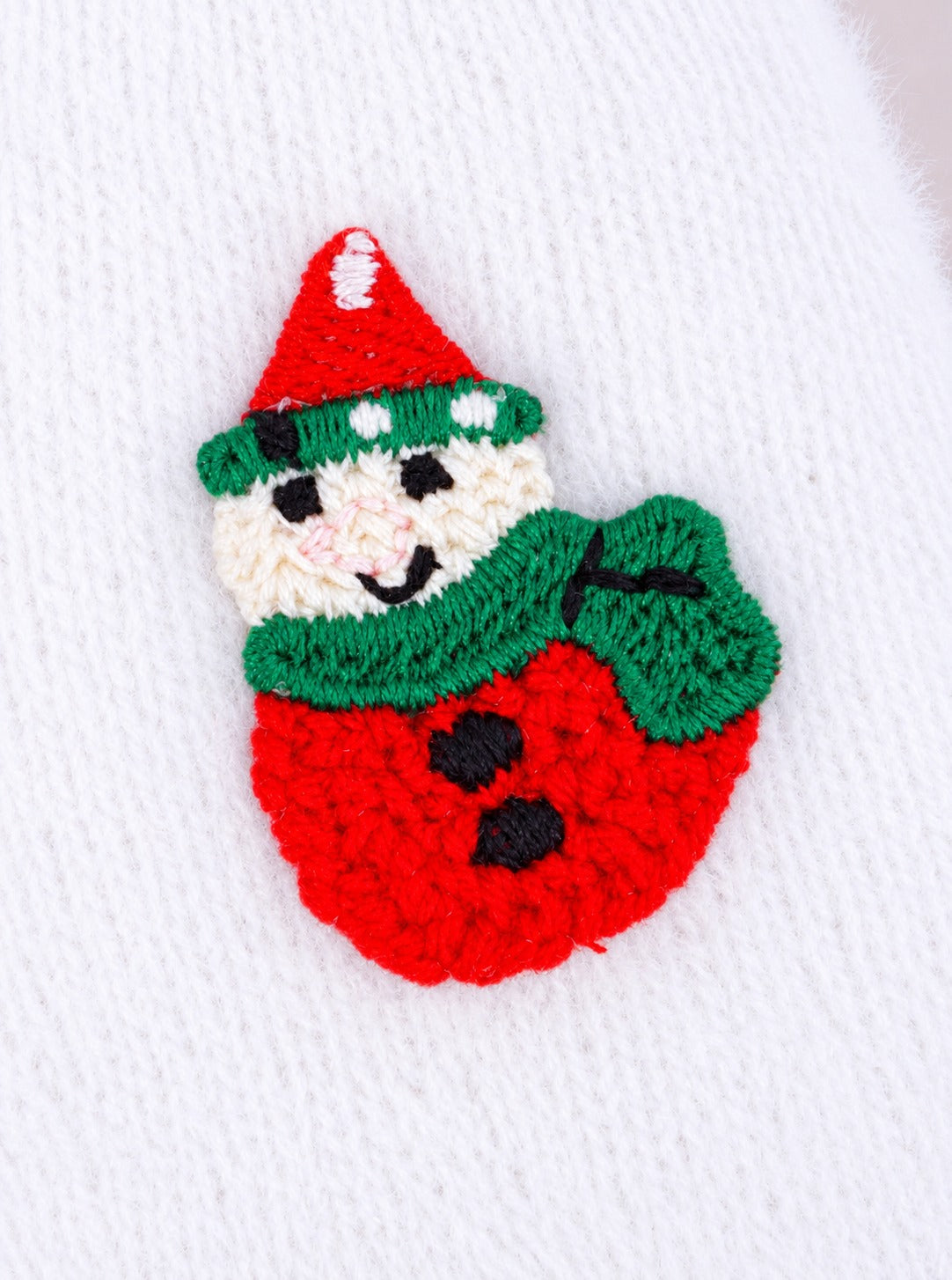 Cozy Fuzzy Snowman Christmas Tree Mittens - White