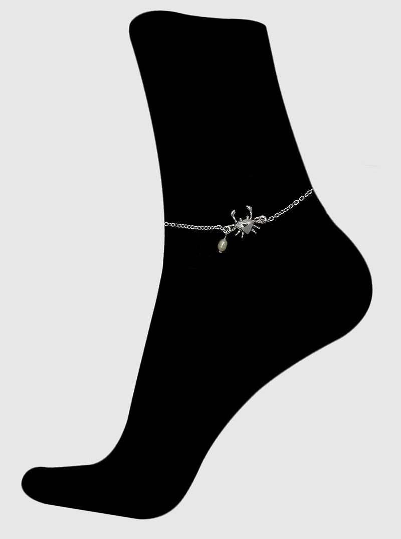 Crab Freshwater Pearl Charm Anklet