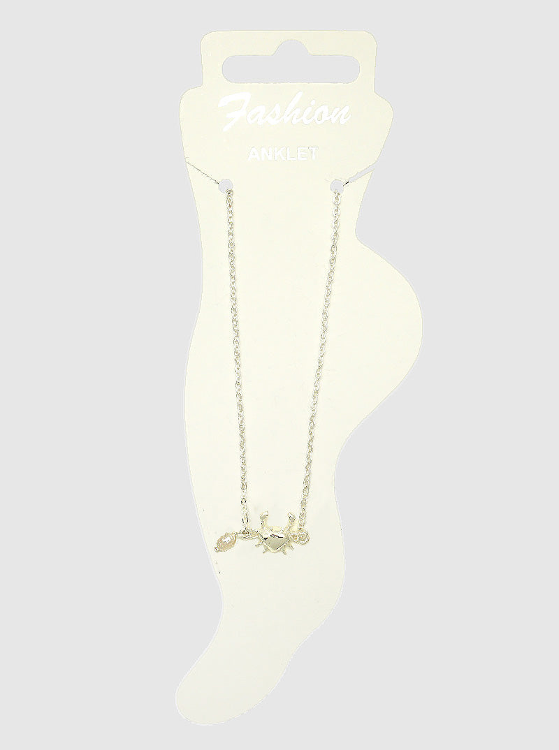 Crab Freshwater Pearl Charm Anklet