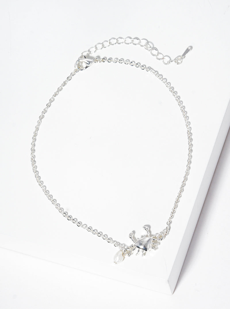 Crab Freshwater Pearl Charm Anklet