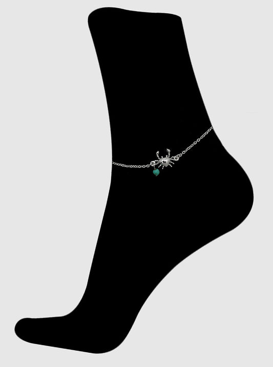 Crab Turquoise Bead Charm Anklet