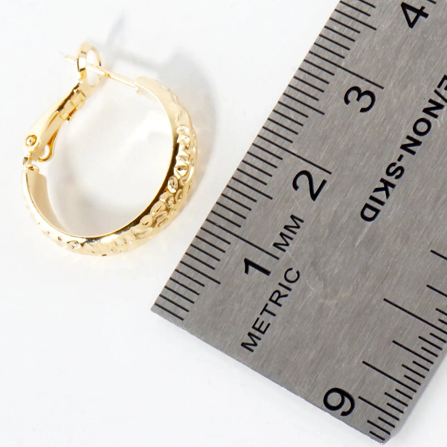 Crinkled-Texture 4mm Wide 14K-Gold-Dipped Brass 20mm Omega-Back Hoop Earrings