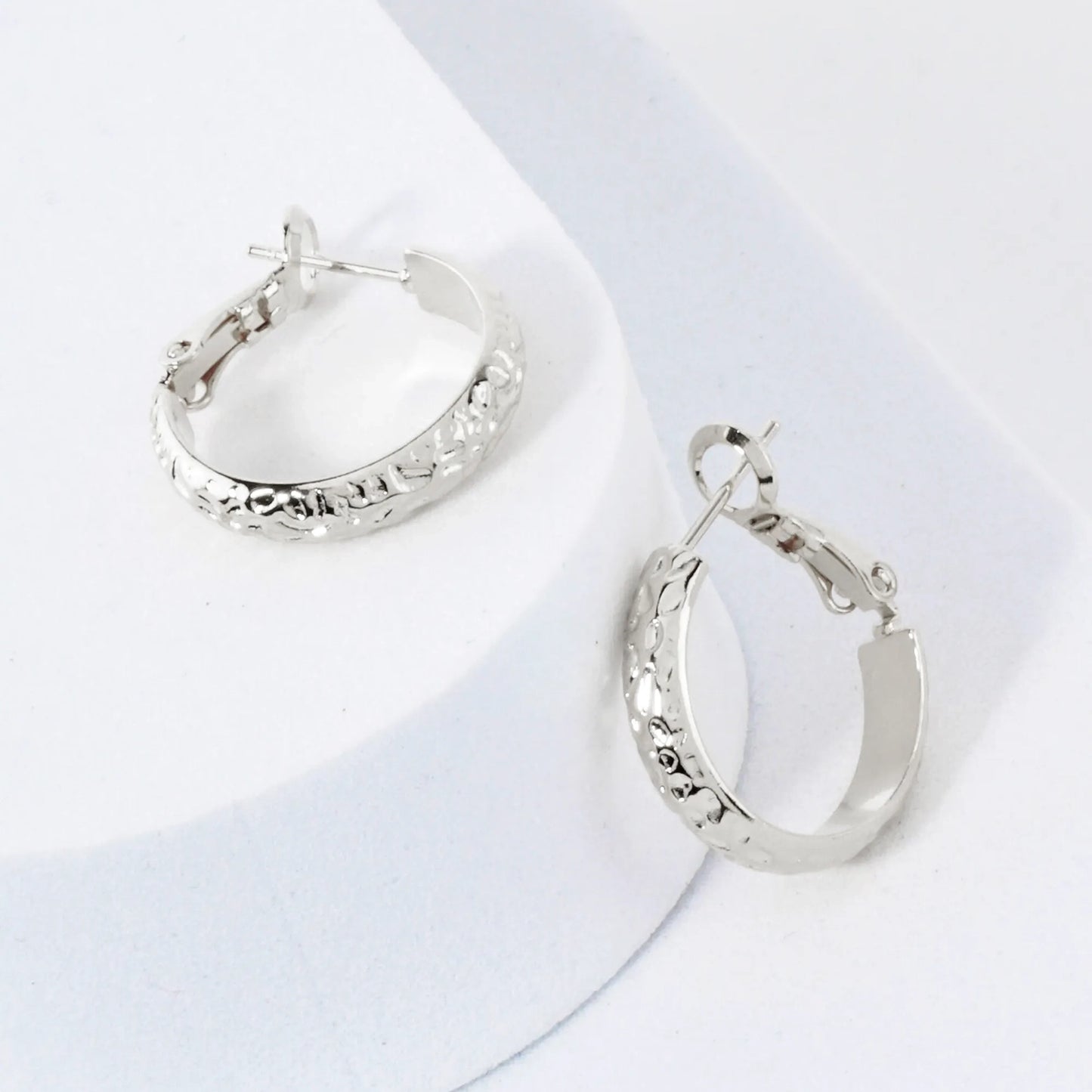 Crinkled-Texture 4mm Wide 14K-Gold-Dipped Brass 20mm Omega-Back Hoop Earrings