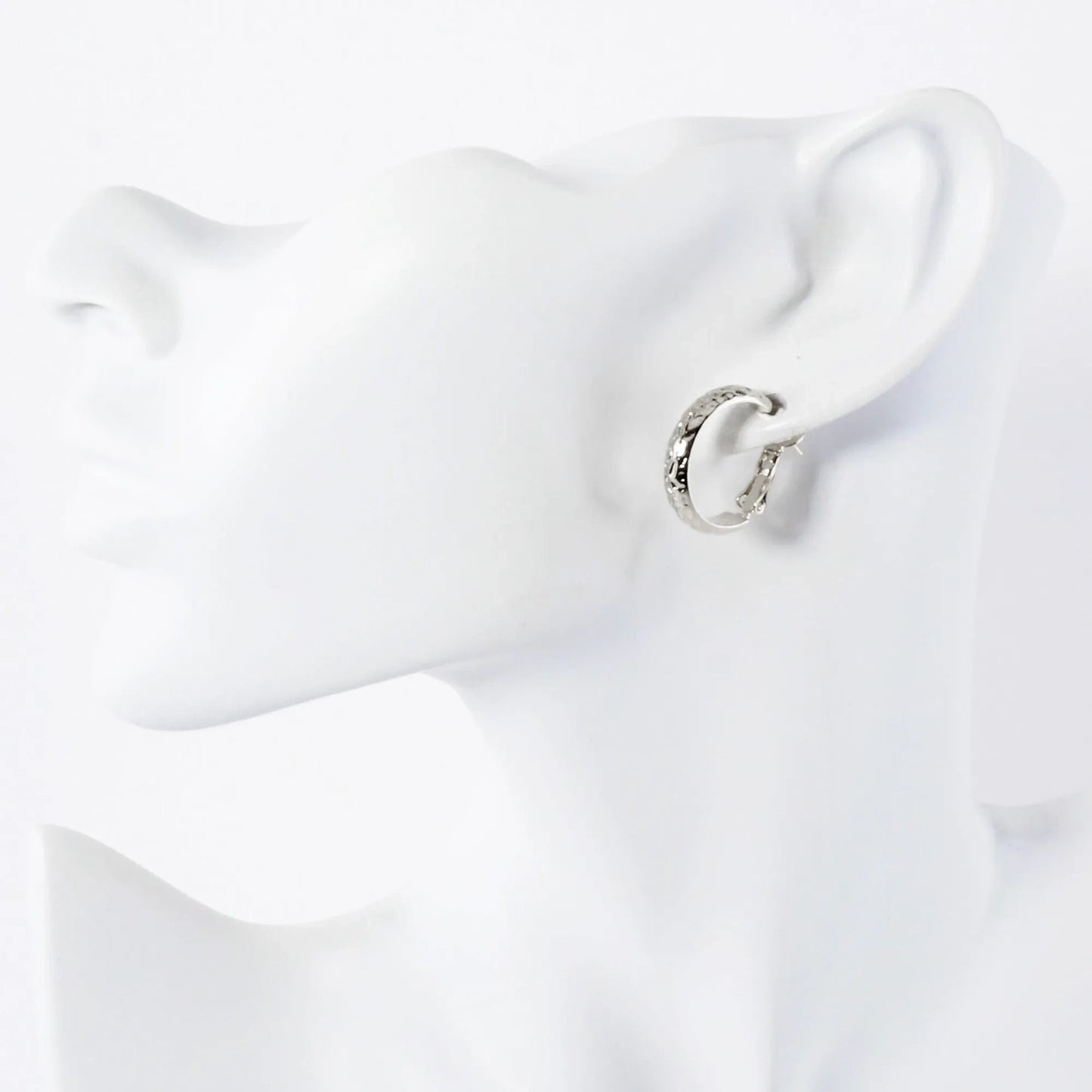 Crinkled-Texture 4mm Wide 14K-Gold-Dipped Brass 20mm Omega-Back Hoop Earrings