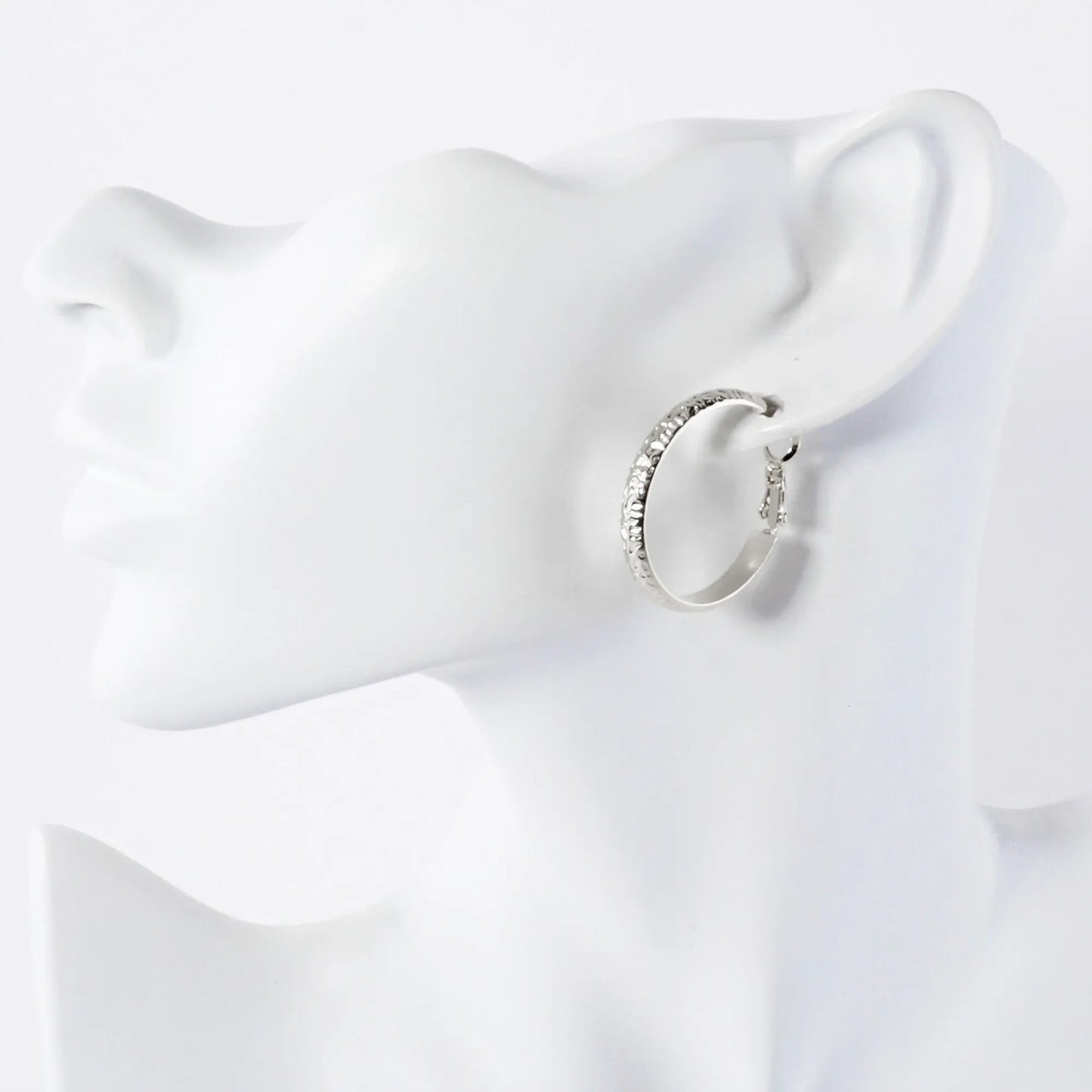 Crinkled-Texture 4mm Wide 14K-Gold-Dipped Brass 30mm Omega-Back Hoop Earrings