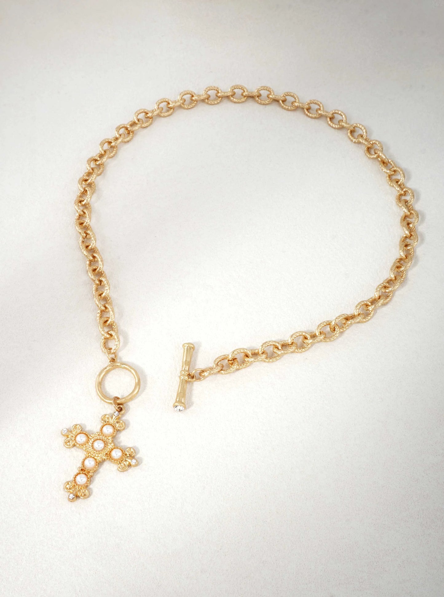 Cross Charm Toggle Chain Necklace
