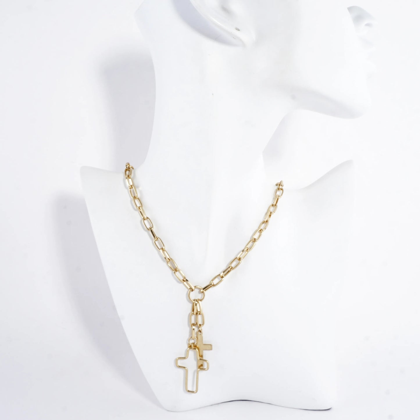Cross Cluster Pendant Toggle Necklace