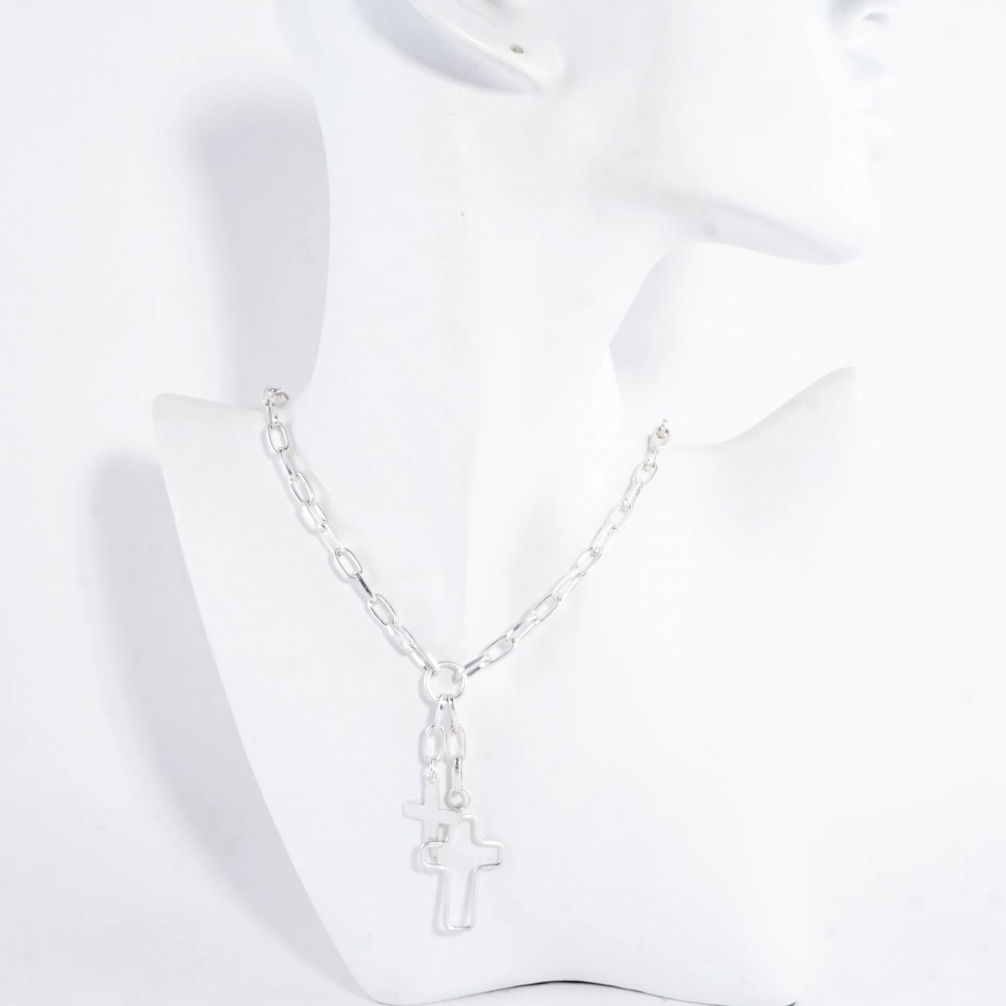 Cross Cluster Pendant Toggle Necklace