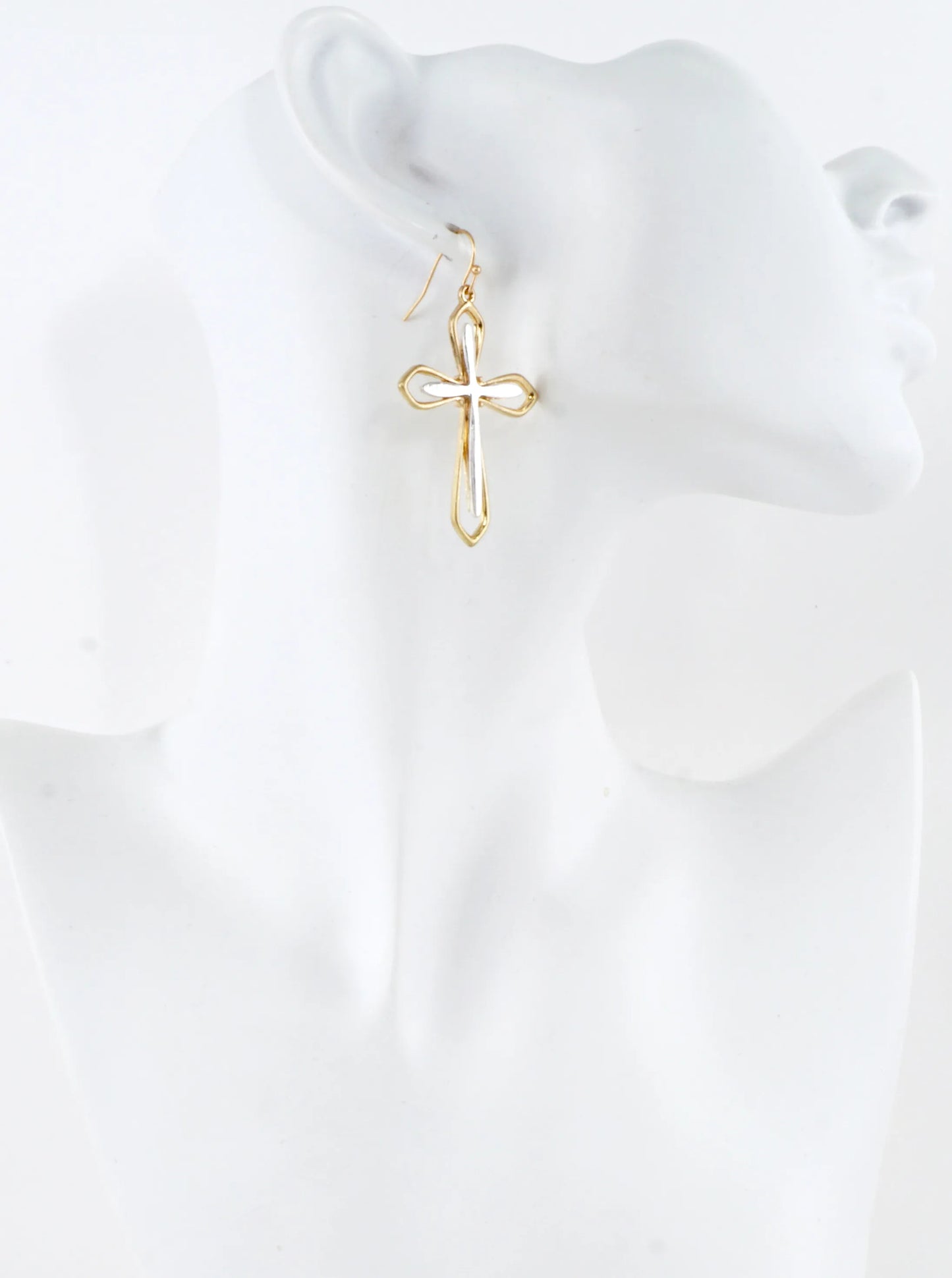 Cross Drop Brushed Dangle Earrings