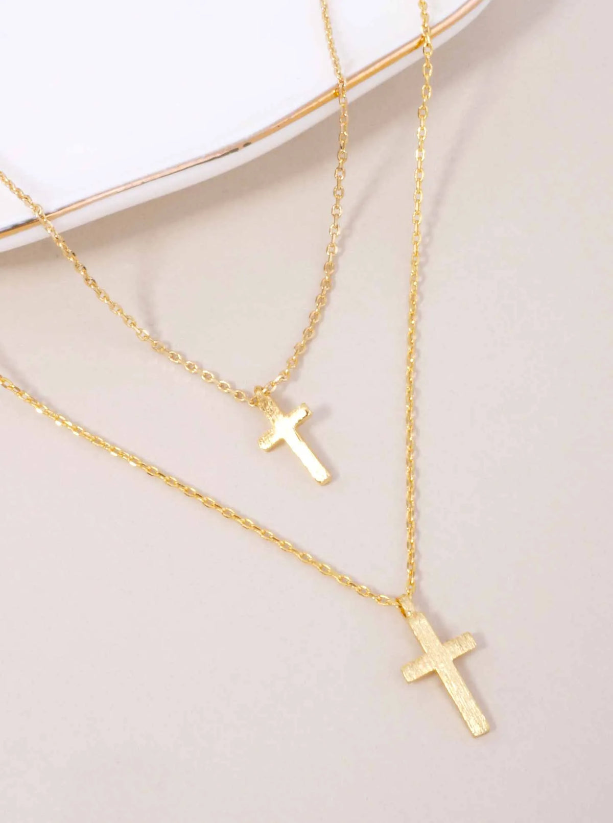 Cross Pendant 18K-Gold-Dipped Layered Necklace